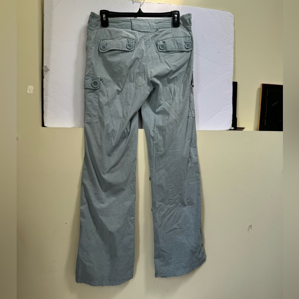 Old Navy Y2K Cargo RollUp Tab 8 Straight Leg Cotton Utility Pant Capri Zip Light - Picture 4 of 16